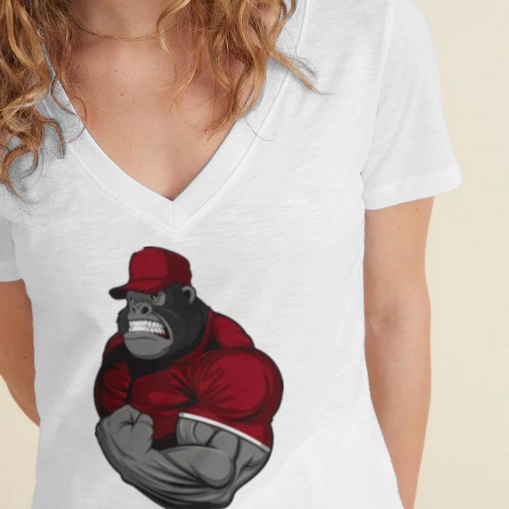 Gorilla Muscle Women's Jersey Short Sleeve Deep V-Neck Tshirt