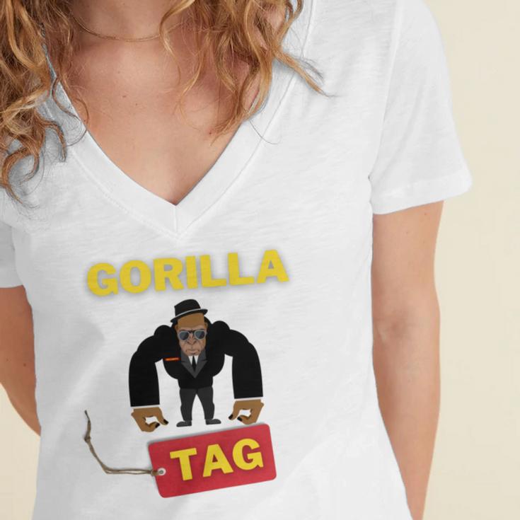 Gorilla Tag Pfp Maker Gorilla Tag Classic Women's Jersey Short Sleeve Deep V-Neck Tshirt