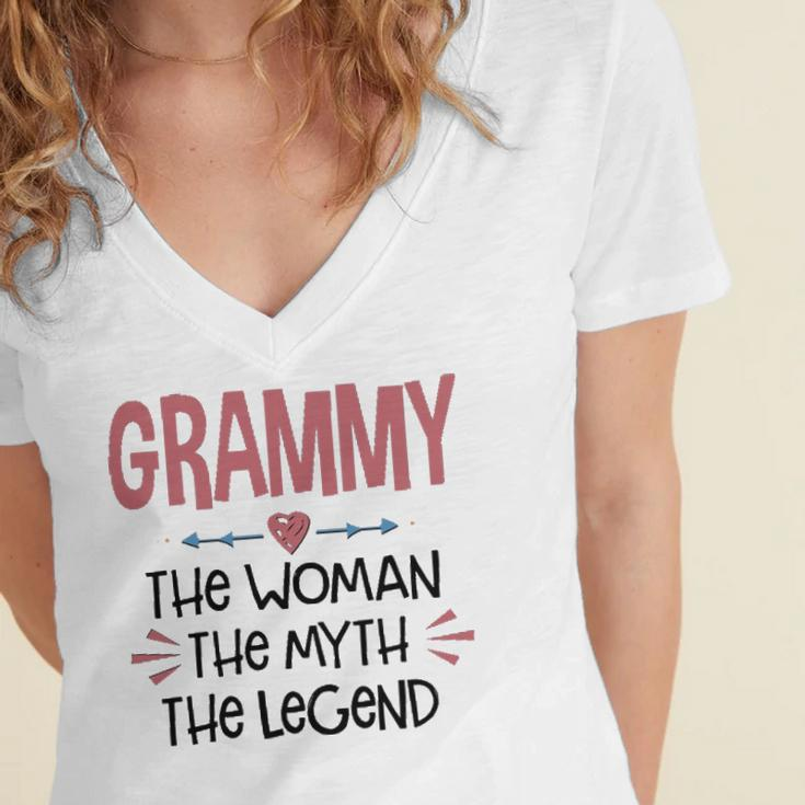 Grammy Grandma Gift Grammy The Woman The Myth The Legend Women's Jersey Short Sleeve Deep V-Neck Tshirt