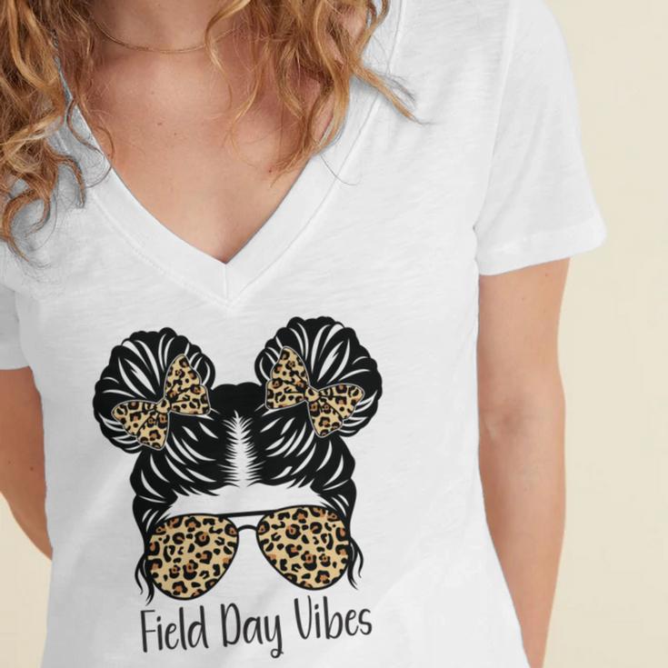 Happy Field Day Field Day Tee Kids Graduation School Fun Day V10 Women's Jersey Short Sleeve Deep V-Neck Tshirt