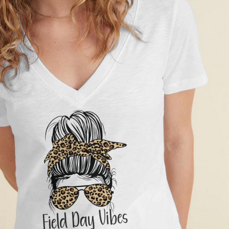 Happy Field Day Field Day Tee Kids Graduation School Fun Day V11 Women's Jersey Short Sleeve Deep V-Neck Tshirt