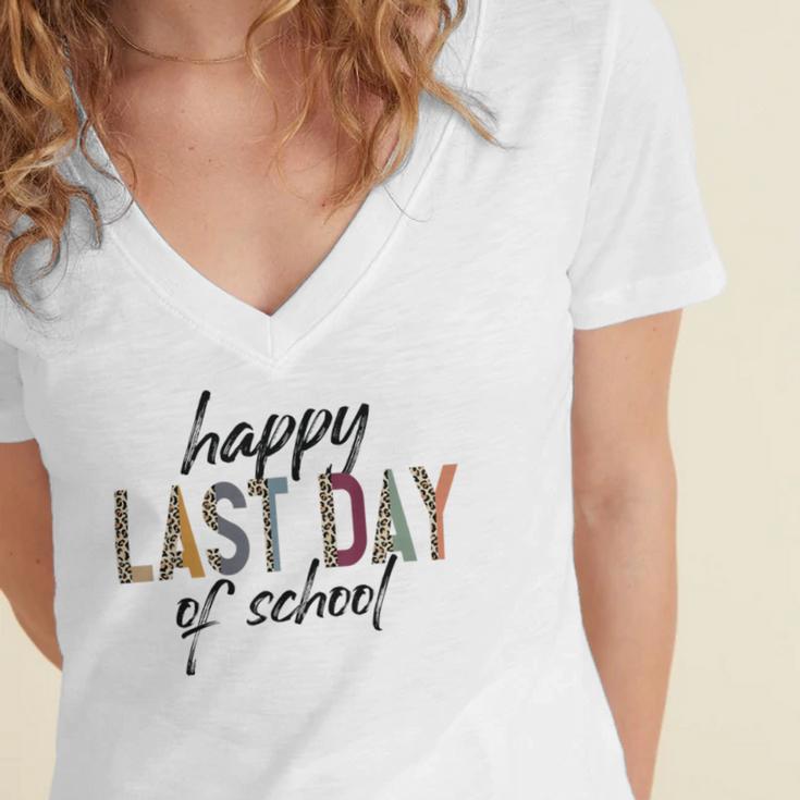 Happy Last Day Of School Funny V4 Women's Jersey Short Sleeve Deep V-Neck Tshirt