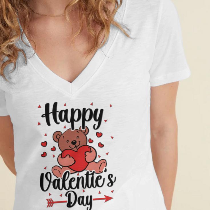 Happy Valentines Day V3 Women's Jersey Short Sleeve Deep V-Neck Tshirt