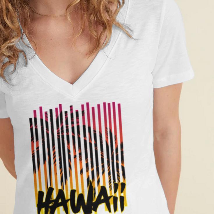 Hawaii V2 Women's Jersey Short Sleeve Deep V-Neck Tshirt