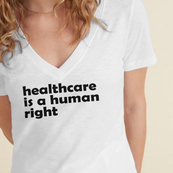 Healthcare Is A Human Right Women's Jersey Short Sleeve Deep V-Neck Tshirt