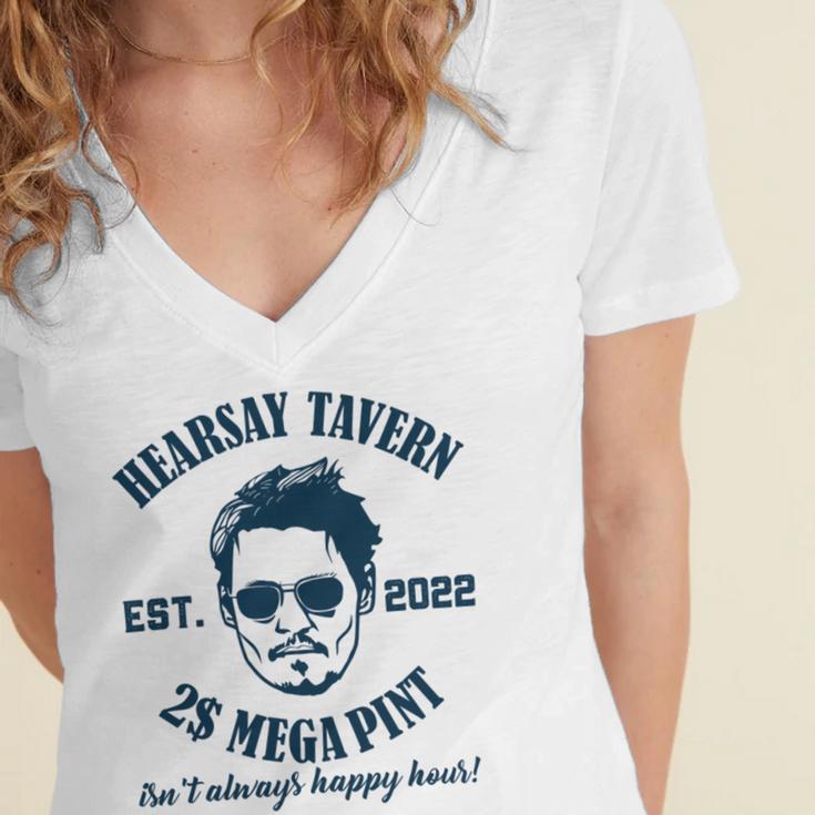 Hearsay Tavern Est 2022 Mega Pint Isnt Always Happy Hour Women's Jersey Short Sleeve Deep V-Neck Tshirt