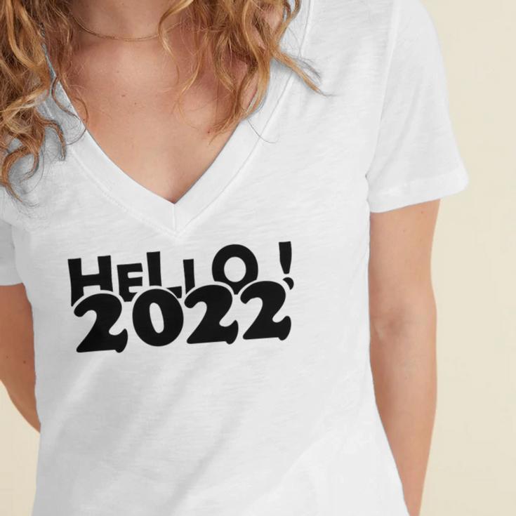 Hello V3 Women's Jersey Short Sleeve Deep V-Neck Tshirt