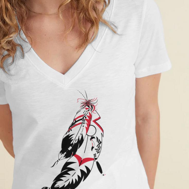 Huchnon Native American Tribe V6 Women's Jersey Short Sleeve Deep V-Neck Tshirt