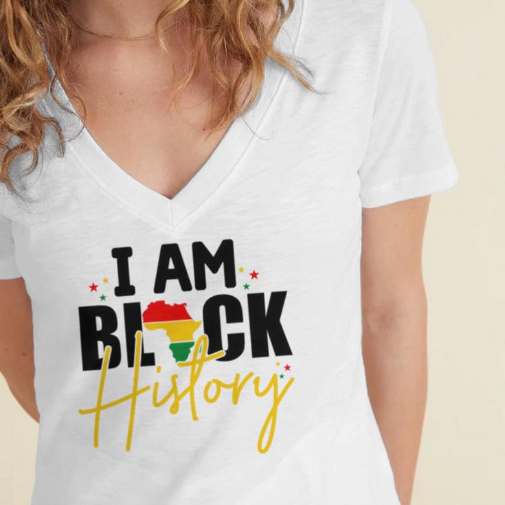 I Am Black History V2 Women's Jersey Short Sleeve Deep V-Neck Tshirt