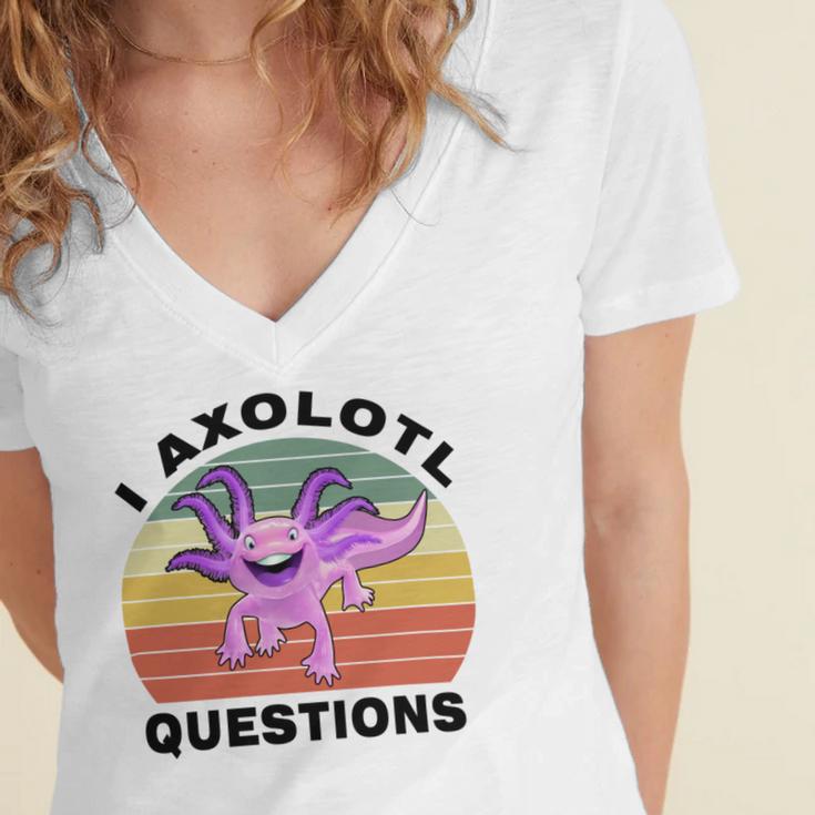 I Axlotl Questions Cute Axlotl V2 Women's Jersey Short Sleeve Deep V-Neck Tshirt