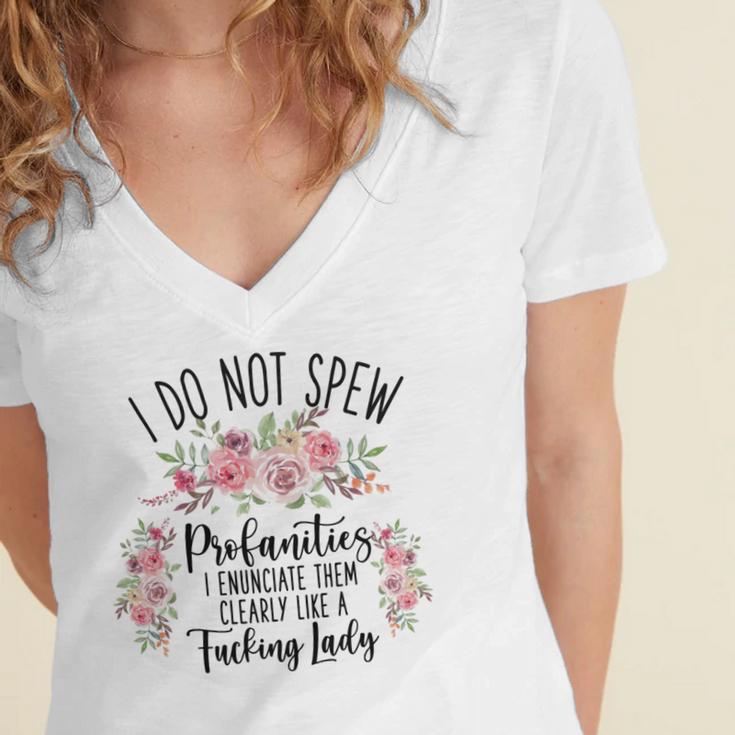 I Do Not Spew Profanities Women's Jersey Short Sleeve Deep V-Neck Tshirt