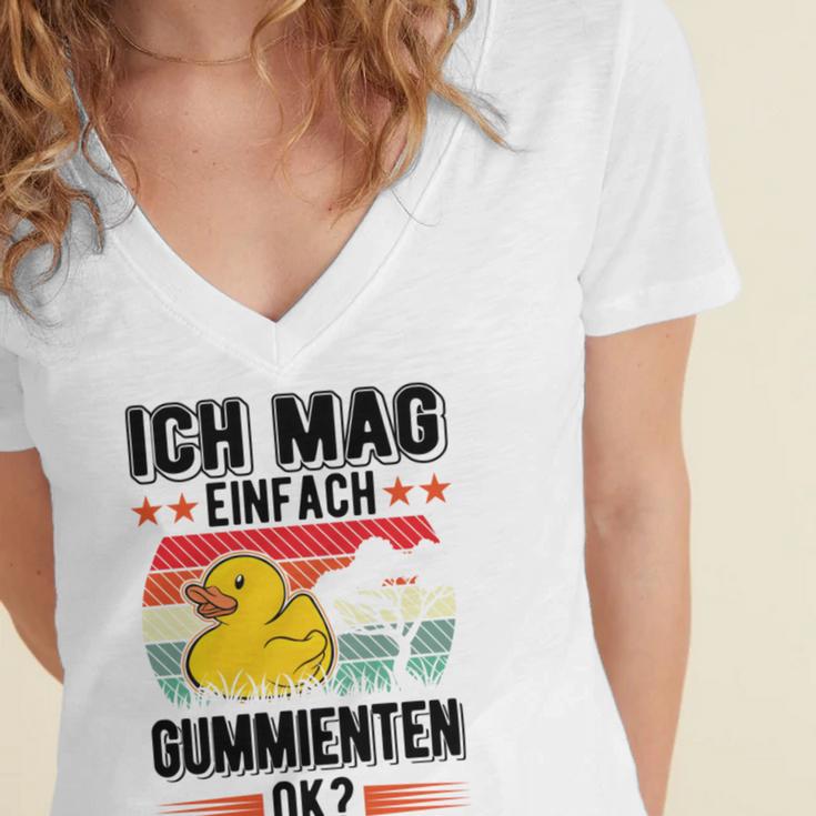 Ich Mag Einfach Gummienten Badeente Women's Jersey Short Sleeve Deep V-Neck Tshirt