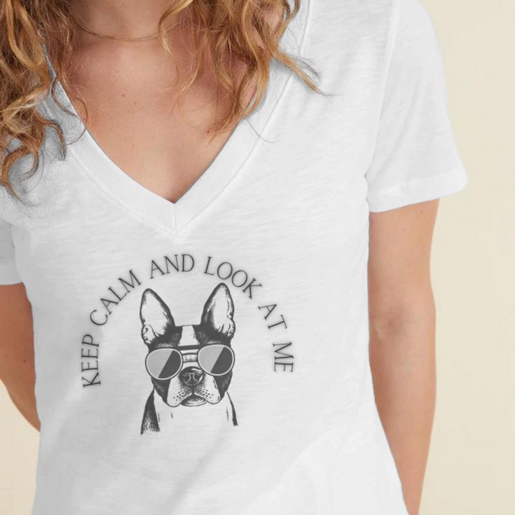 Keep Calm And Look At Me Women's Jersey Short Sleeve Deep V-Neck Tshirt