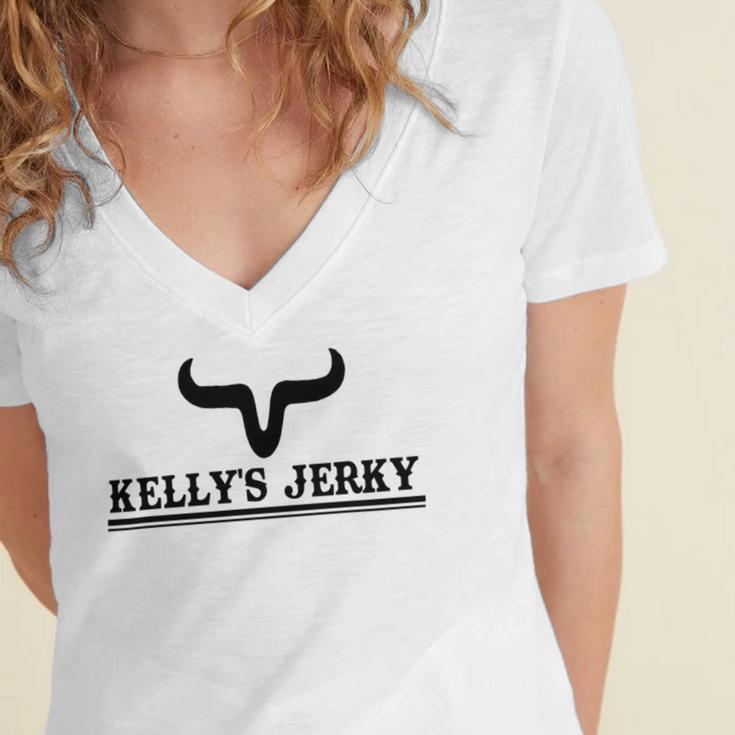 Kellys Jerky Custom Design Women's Jersey Short Sleeve Deep V-Neck Tshirt