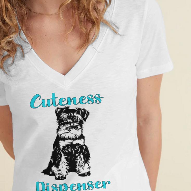 Miniature Schnauzer At Home Cuteness Dispenser Multi Tasking Dog Women's Jersey Short Sleeve Deep V-Neck Tshirt