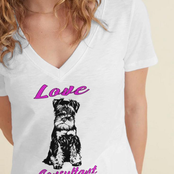 Miniature Schnauzer At Home Love Consultant Multi Tasking Dog Women's Jersey Short Sleeve Deep V-Neck Tshirt