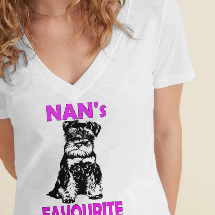 Miniature Schnauzer At Home Nans Favourite Multi Tasking Dog Women's Jersey Short Sleeve Deep V-Neck Tshirt