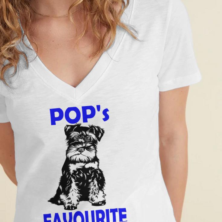 Miniature Schnauzer At Home Pops Favourite Multi Tasking Dog Women's Jersey Short Sleeve Deep V-Neck Tshirt