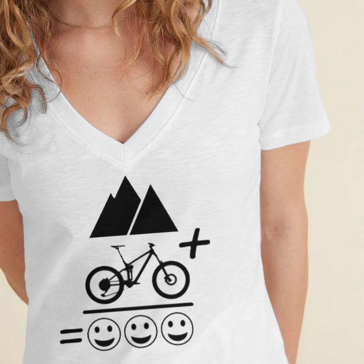 Mountain Biking Funny - Mountain Bike Happiness 194 Shirt Women's Jersey Short Sleeve Deep V-Neck Tshirt