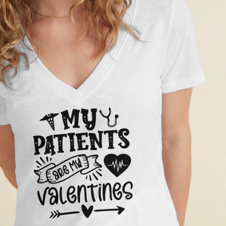 My Patients Are My Valentines 140 Trending Shirt Women's Jersey Short Sleeve Deep V-Neck Tshirt