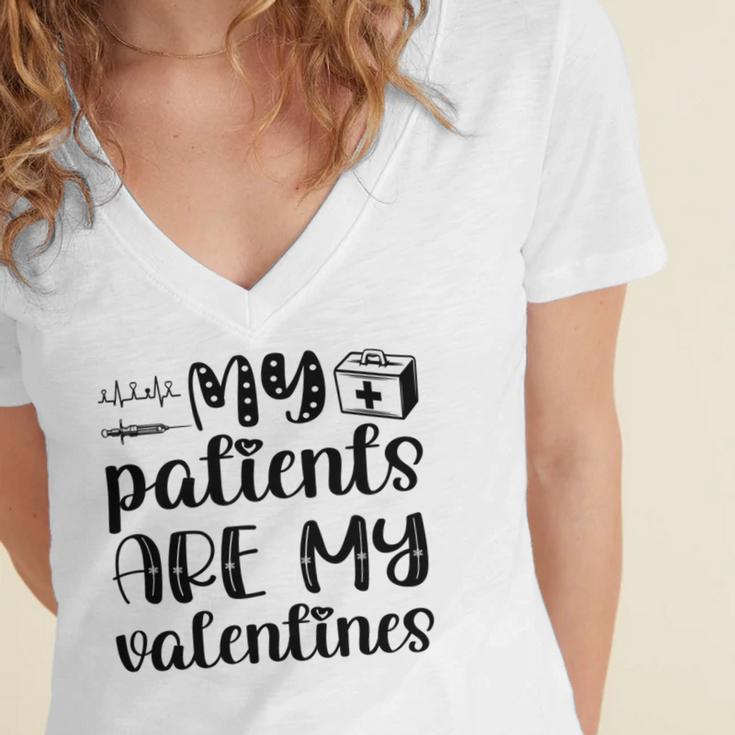 My Patients Are My Valentines 141 Trending Shirt Women's Jersey Short Sleeve Deep V-Neck Tshirt