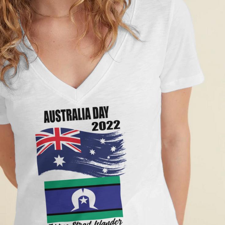 New Australia Day 2022 Women's Jersey Short Sleeve Deep V-Neck Tshirt