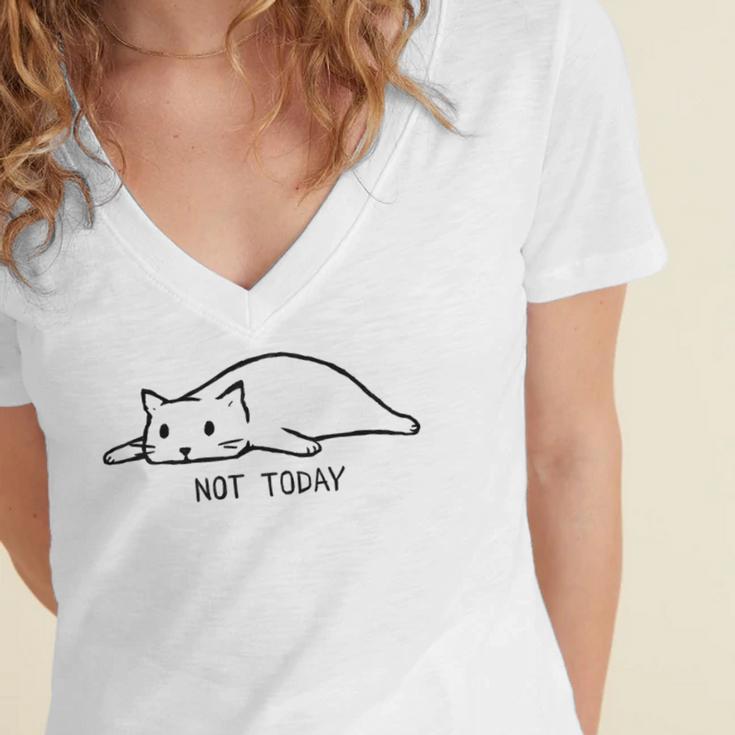 Not Today Women's Jersey Short Sleeve Deep V-Neck Tshirt