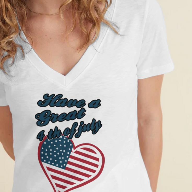 Official Have A Great 4Th Of July Women's Jersey Short Sleeve Deep V-Neck Tshirt