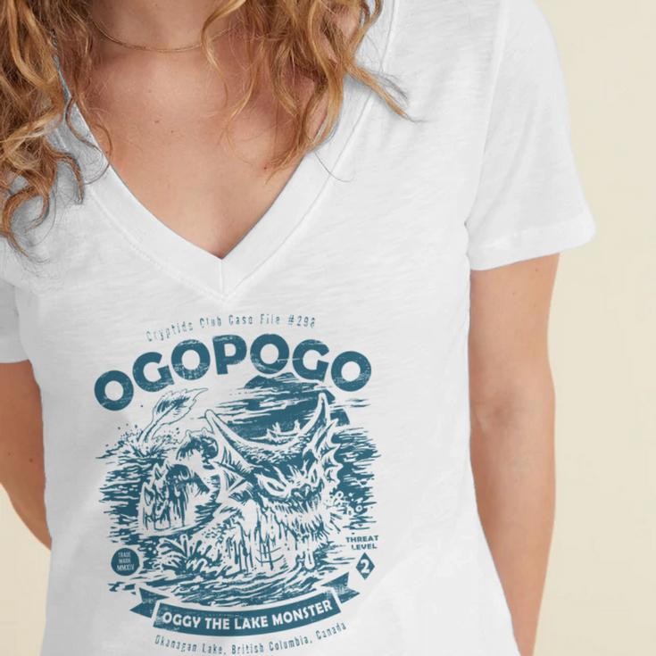 Ogopogo - Cryptids Club Case File 298 191 Trending Shirt Women's Jersey Short Sleeve Deep V-Neck Tshirt