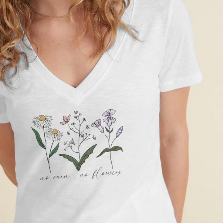 Plant Flower Wildflower Gardening Lover Gift Women's Jersey Short Sleeve Deep V-Neck Tshirt