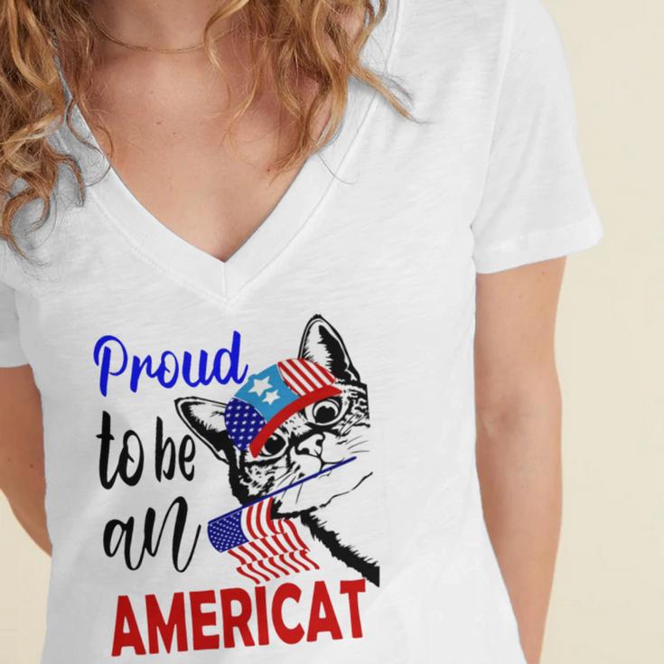 Proud To Be An Americat 807 Shirt Women's Jersey Short Sleeve Deep V-Neck Tshirt