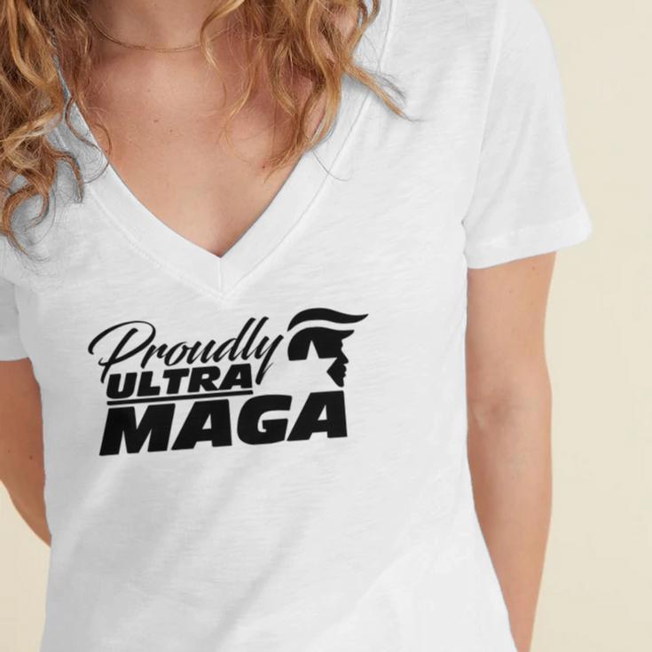 Proudly Ultra Maga Decallets Go Brandontrump Was Rightmandate Freedom Sticker Women's Jersey Short Sleeve Deep V-Neck Tshirt