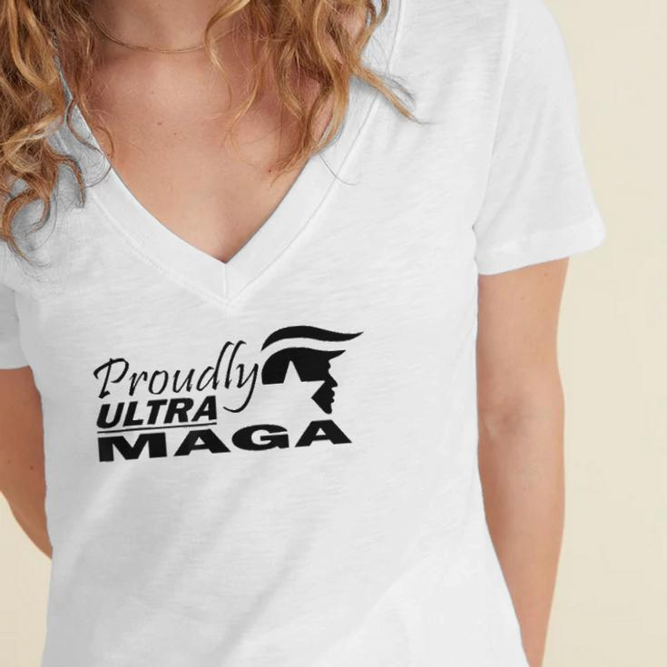 Proudly Ultra Maga Trump Anti Joe Biden Ultra Maga Women's Jersey Short Sleeve Deep V-Neck Tshirt
