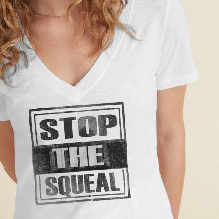 Stop The Squeal - Trump Lost Get On With Running The Country Women's Jersey Short Sleeve Deep V-Neck Tshirt