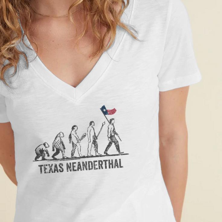 Texas Neanderthal Thinking Women's Jersey Short Sleeve Deep V-Neck Tshirt