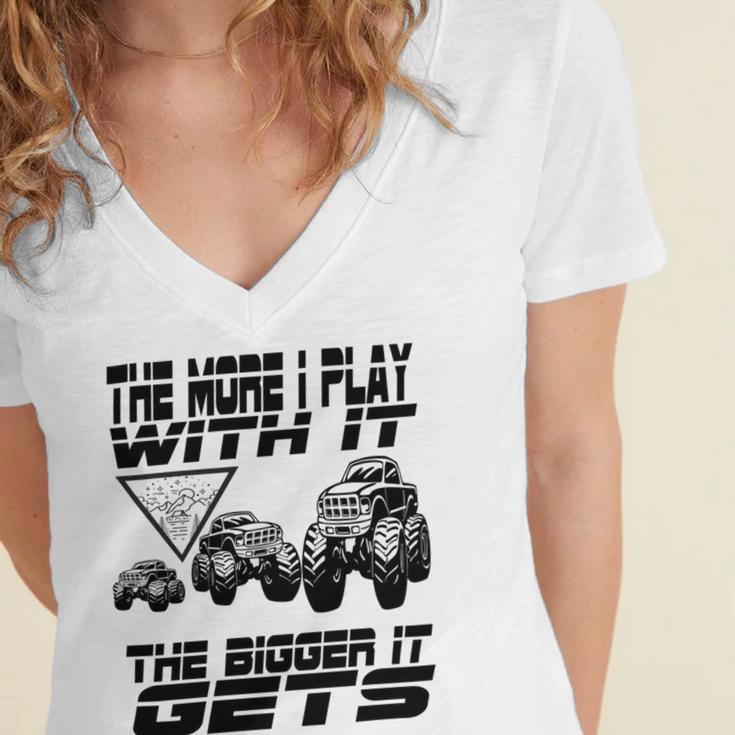 The More I Play With It The Bigger It Gets Play Big Women's Jersey Short Sleeve Deep V-Neck Tshirt