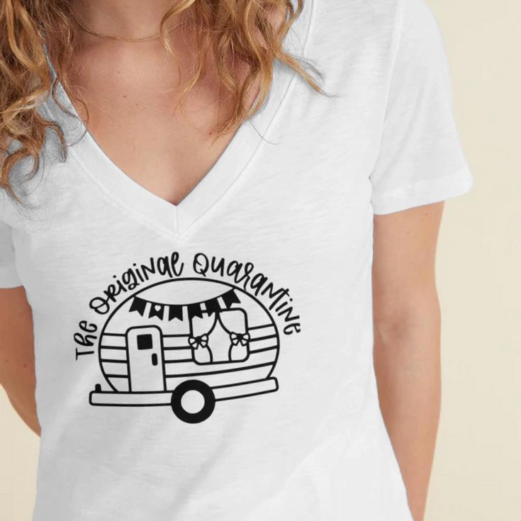 The Original Quarantine Van Women's Jersey Short Sleeve Deep V-Neck Tshirt