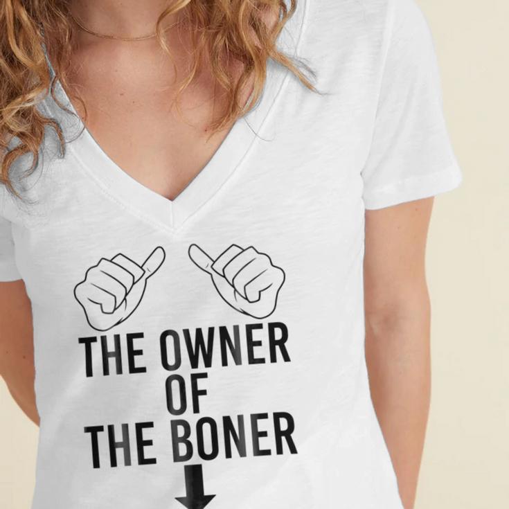 The Owner Of The Boner Women's Jersey Short Sleeve Deep V-Neck Tshirt