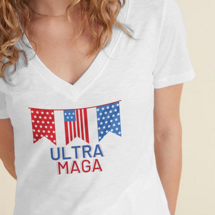 Ultra Maga And Proud Of It V13 Women's Jersey Short Sleeve Deep V-Neck Tshirt