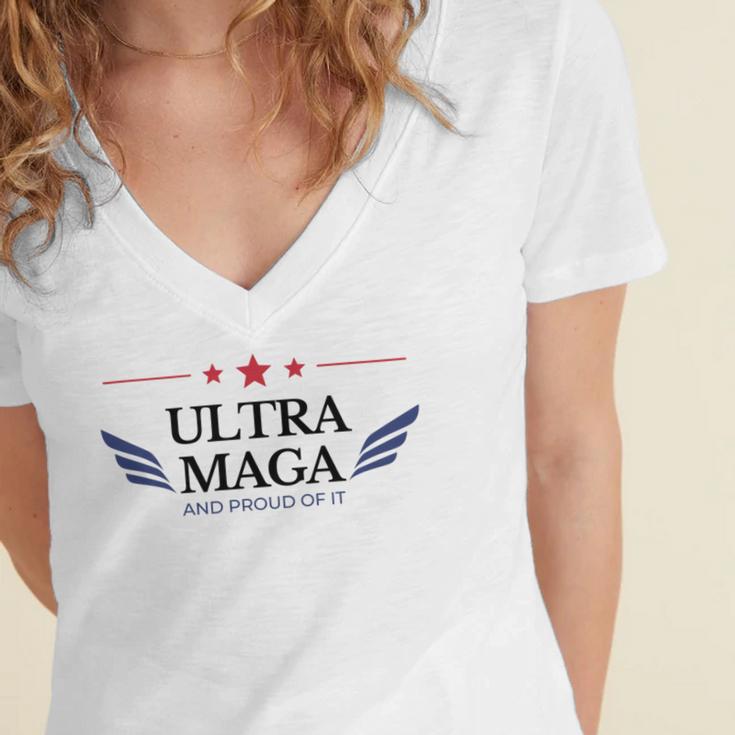 Ultra Maga And Proud Of It V16 Women's Jersey Short Sleeve Deep V-Neck Tshirt