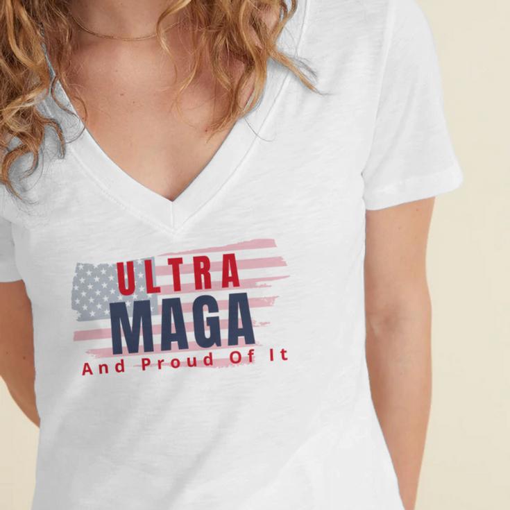 Ultra Maga And Proud Of It V17 Women's Jersey Short Sleeve Deep V-Neck Tshirt