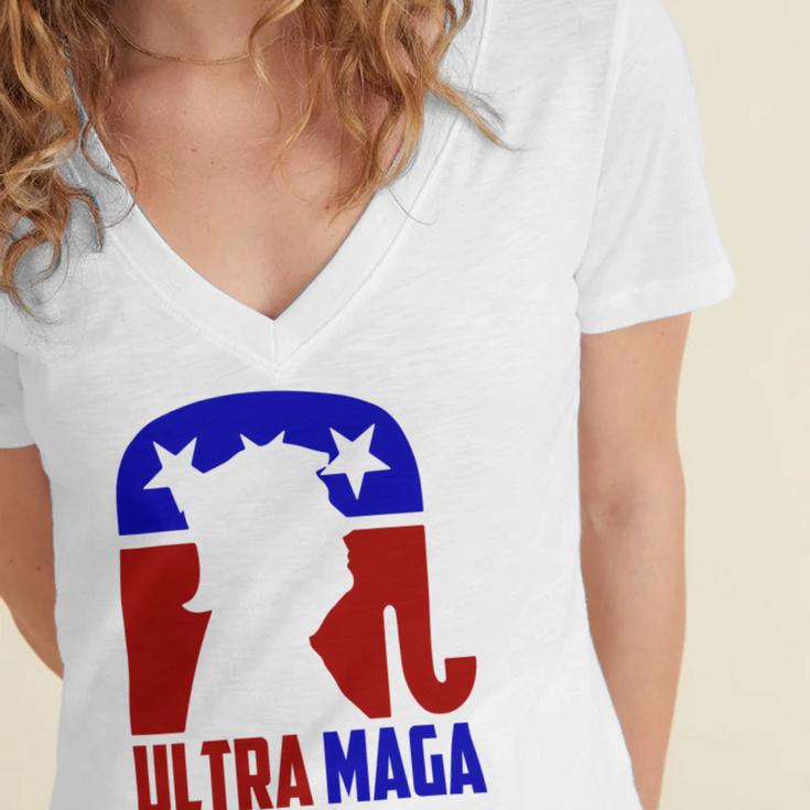 Ultra Maga And Proud Of It V2 Women's Jersey Short Sleeve Deep V-Neck Tshirt