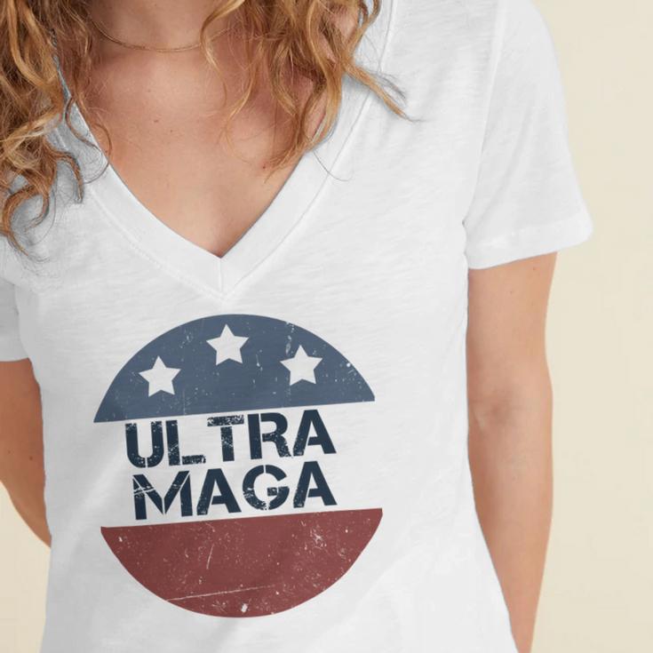 Ultra Maga And Proud Of It V24 Women's Jersey Short Sleeve Deep V-Neck Tshirt