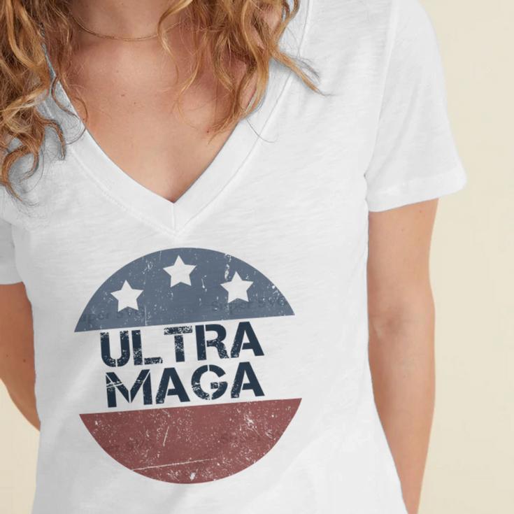 Ultra Maga And Proud Of It V4 Women's Jersey Short Sleeve Deep V-Neck Tshirt