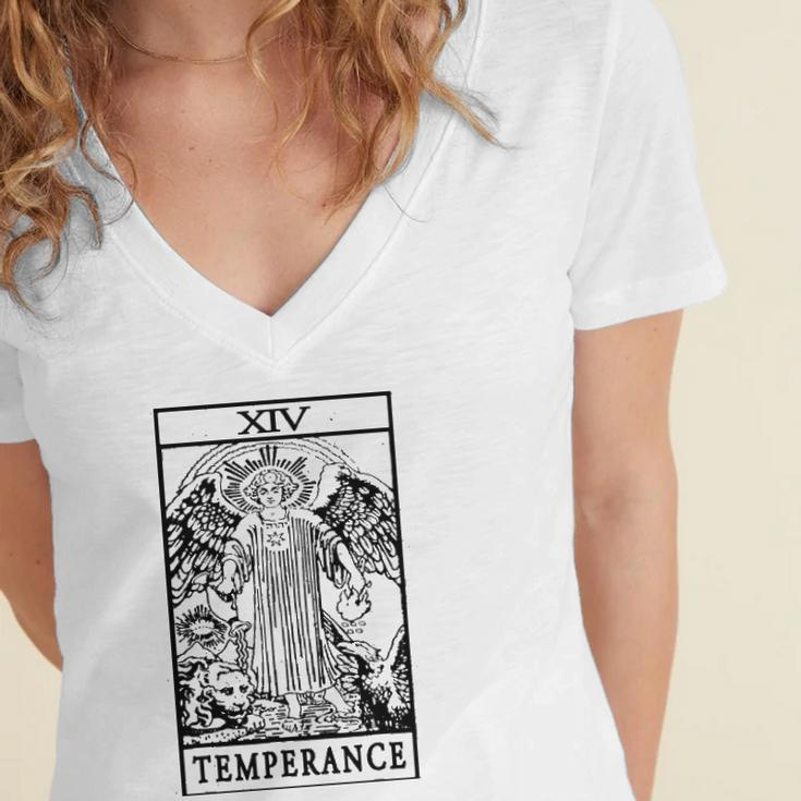 Vintage Tarot Card Temperance Card Occult Tarot Women's Jersey Short Sleeve Deep V-Neck Tshirt
