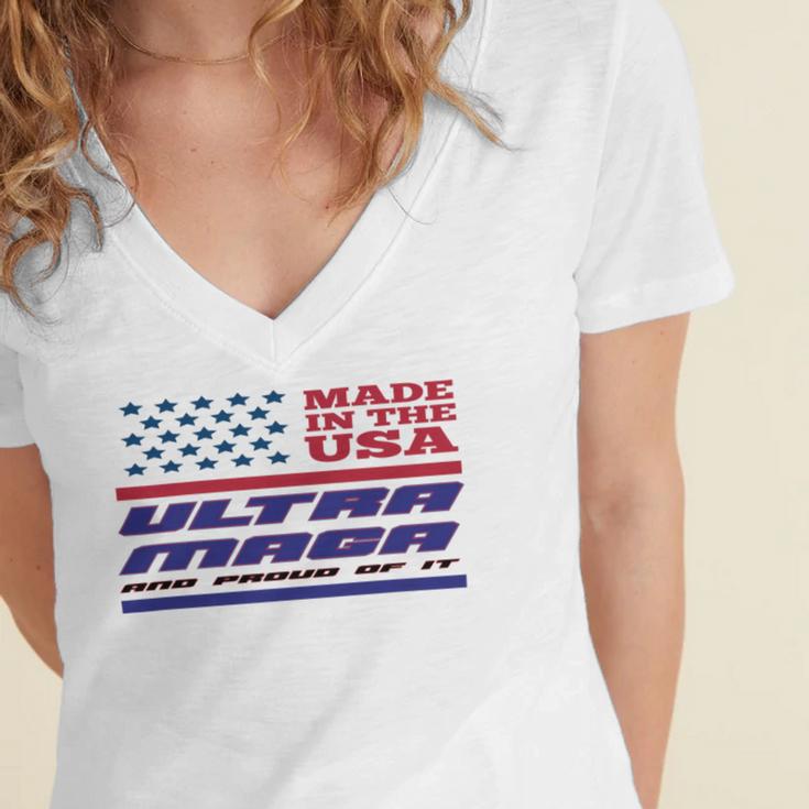 Vintageultra Maga And Proud Of It Made In Usa Women's Jersey Short Sleeve Deep V-Neck Tshirt