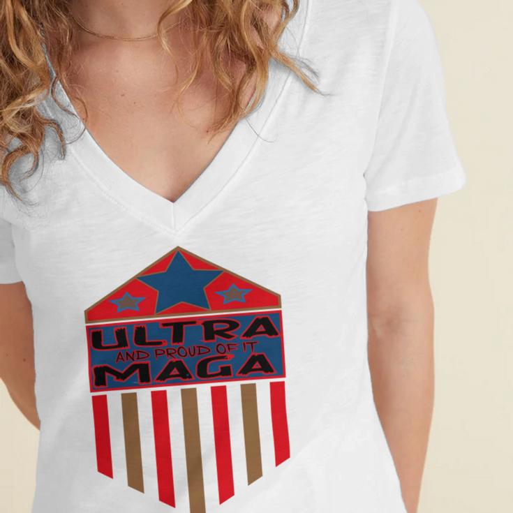 Vintageultra Maga And Proud Of It Women's Jersey Short Sleeve Deep V-Neck Tshirt