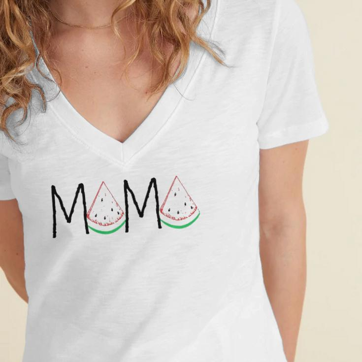 Watermelon Mama - Mothers Day Gift - Funny Melon Fruit Women's Jersey Short Sleeve Deep V-Neck Tshirt