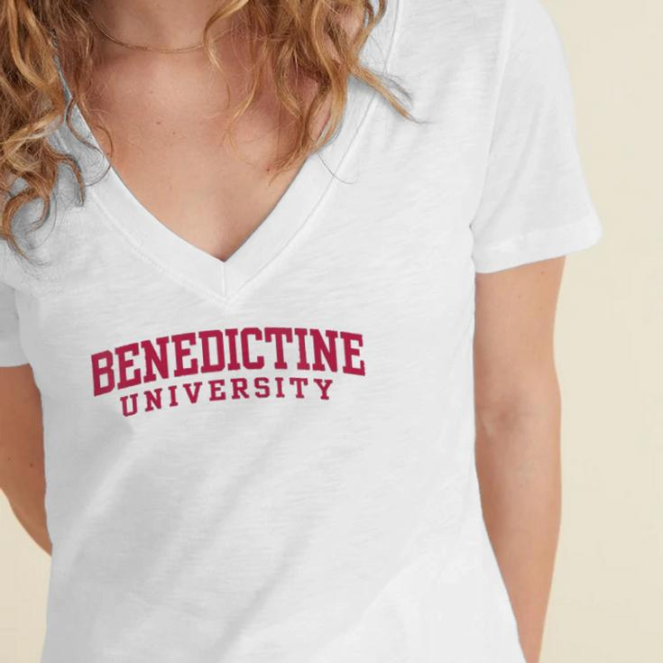 Womens Benedictine University Athletic Teacher Student Gift Women's Jersey Short Sleeve Deep V-Neck Tshirt