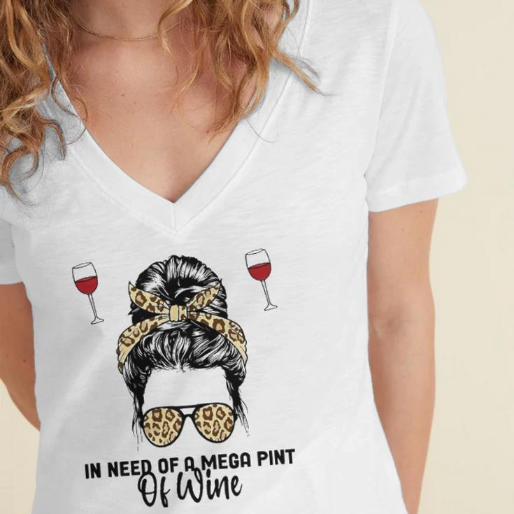 Womens In Need Of A Mega Pint Of Wine Women's Jersey Short Sleeve Deep V-Neck Tshirt